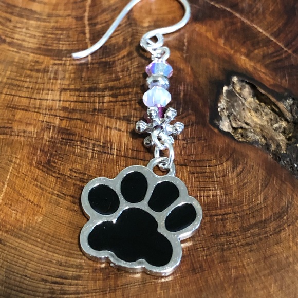 Paw Print Earrings - Pet Jewelry, Cat Gifts, Dogs - Picture 4 of 4